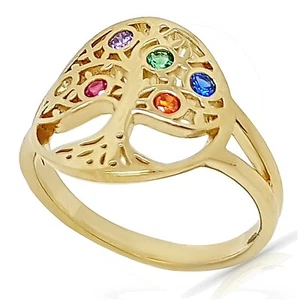 Bague Femme Arbre de Vie Plaqué Or et Oxydes Zirconium - Neuve - Taille 54 Dispo