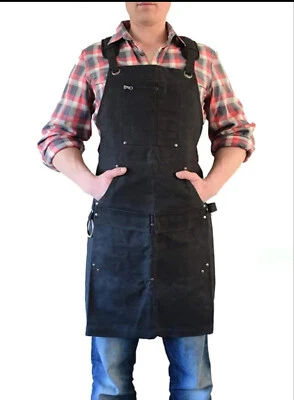 Thick Oiled Waterproof Waxed Canvas Woodwork Leatherwork Tooling Workwear Apron - Image 1 of 4