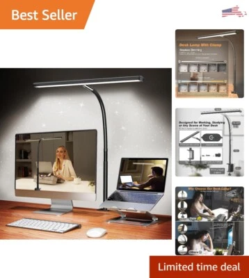 Adjustable LED Desk Lamp - Stepless Dimming - Eye-Caring - USB Adapter - Black - Image 1 of 4