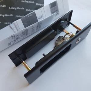 Hoconnie Pocket Lock for sliding door frame 16cm black 3 key HDLA5FBL - Picture 1 of 13