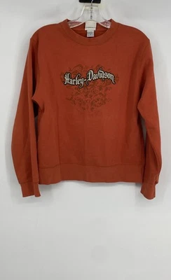 Harley-Davidson Womens Orange American Pullover Sweatshirt Size Small - Image 1 of 4