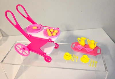 Vintage 1988 Barbie Hostess Set Tea Cart Food Accessories Tray, Tea Set, Food - Image 1 of 4