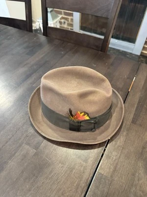 The Sovereign Stetson Hat Braided Brown Fedora Black 7 1/8 Mens - Image 1 of 4