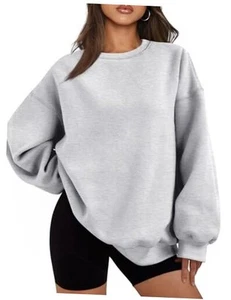 Womens Oversized Sweatshirts Hoodies Fleece Crewneck Sweaters Medium Grey - Picture 1 of 5