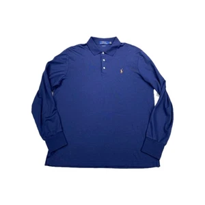 Polo Ralph Lauren Polo Shirt Mens Medium Blue Embroidered Logo Classic Fit Retro - Picture 1 of 10