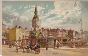 Brighton, England, 1911, Straßenszene/Aquarium, Hold-to-Light, Nite w. Moon, PMrk - Bild 1 von 2