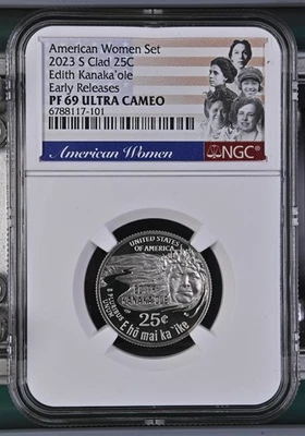2023-S Clad Proof Edith Kanaka'ole American Women Quarter NGC PF-69 UCAM ER - Image 1 of 2