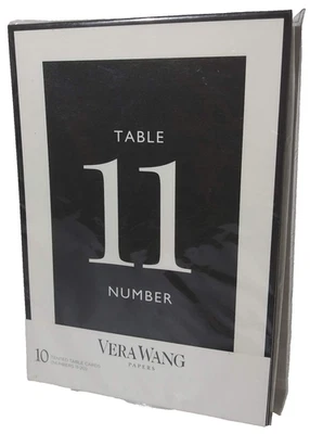 Novos cartões Vera Wang Papers casamento tenda números de mesa 11-20 preto e branco - Imagem 1 de 4