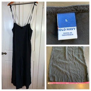 Old Navy Wide Leg Blackjack Jumpsuit Womens Large Adjustable Spaghetti Straps - Afbeelding 1 van 18