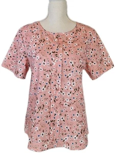 Neu ohne Etikett Gr. M Allover-Bluse Blumen SS Oberteil Schlitz Ausschnitt Naht vorne Cottagecore Boho - Bild 1 von 5