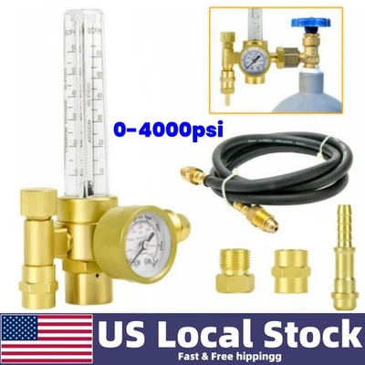 Argon CO2 Mig Tig Flowmeter Gas Gauge Welder Flow Meter Regulator Welding + Hose - Image 1 of 4