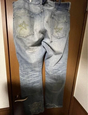 USED A BATHING APE DISTRESSED DENIM JEANS, SIZE L ACCEPTABLE - Image 1 of 4
