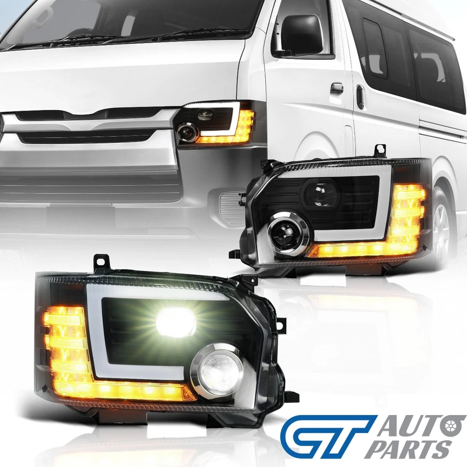Built-in Dual LED Projector Headlights Dynamic Indicator for 14-18 Toyota Hiace - Image 1 of 4