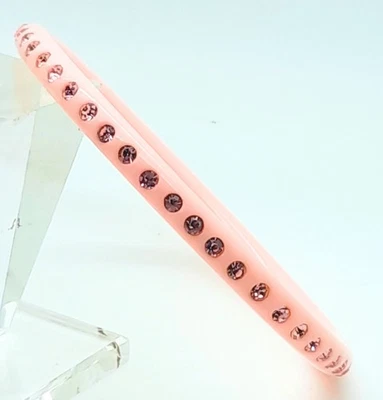 Vintage Thin pink Lucite  acrylic pink Rhinestone party fashion Bangle Bracelets - Image 1 of 4