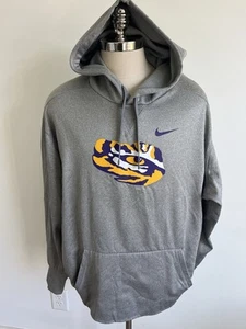 LSU Tigers Nike Dri Fit Hoodie Sweatshirt Gray Mens 3XL XXXL Pullover Football - Picture 1 of 4