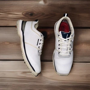 Zapato de golf Sqairz para hombre de cuero 9,5 blanco azul diseño de 6 puntas suaves punta cuadrada - Imagen 1 de 9