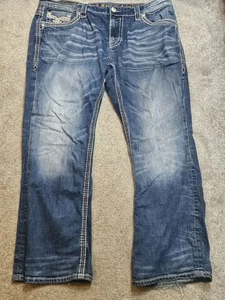40x32 Rock Revival Blue Jeans Ronald Straight Mens - Picture 1 of 7