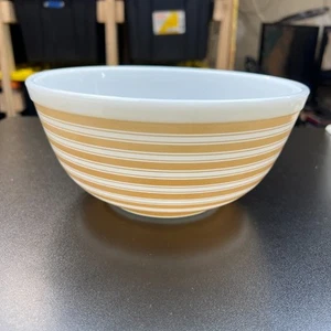 Vintage Pyrex Sandelholz weiße Streifen 403 Rührschüssel 2,5 Quart verschachtelt falsch markiert - Bild 1 von 6