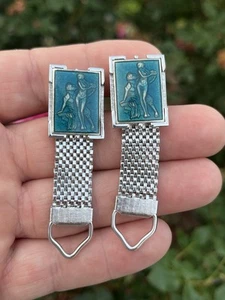 Gemelli avvolgenti vintage in rete mitologia greca giada blu - Foto 1 di 10