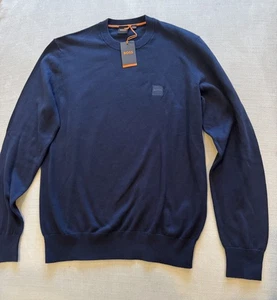 BOSS Hugo Boss  Neck Knit Sweater Navy Men’s Medium New - Picture 1 of 6