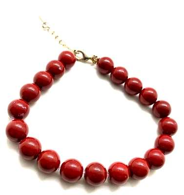 Pulsera Ajustable Premier Designs Rojo Jaspe Tono Oro 9" Foto 1 de 4