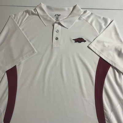 P2 Pro Player White Men’s Polo Shirt Arkansas Razorbacks Embroidered Golf Xl - Image 1 of 4
