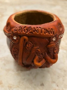 Solo taza de calabaza mate de cuero - té de yerba mate - hecho a mano - tango argentino  - Imagen 1 de 10