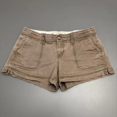 Old Navy 短短裤女式 6 码棕色卡其色低腰完美 3 1/2 短裤 Y2K — 第 1/4 张图片