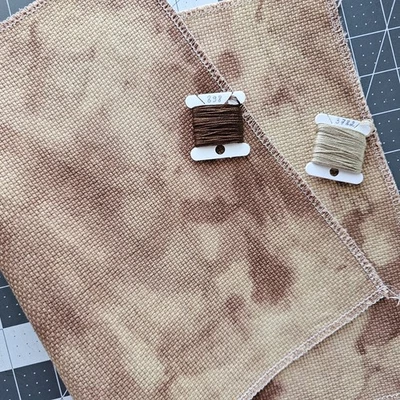 Hand Dyed Cross Stitch Aida Fabric 11 count 17" x 11" Brown Sampler Cotton Cloth - Image 1 of 4