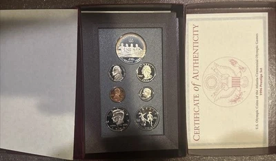 1996 Prestige Proof Set Atlanta Olympics Commemorative 7-Coin US Mint OGP / COA - Image 1 of 3