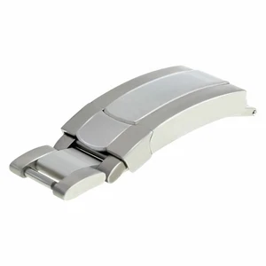 LOCK CLASP BUCKLE FOR ROLEX OYSTER WATCH BAND SHINY CENTER MATTE 3 SIDE STEEL - Picture 1 of 5