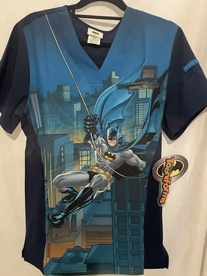 XS DC comics BATMAN tooniforms scrubs cherokee Mens New Tags NWT - Image 1 of 4