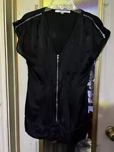 Walter Small Black Silk Top With Zipper Details - Picture 1 of 8