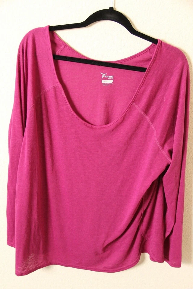 Old Navy Active XXL Semi-Fitted Long Sleeve Top Pink - Image 1 of 4