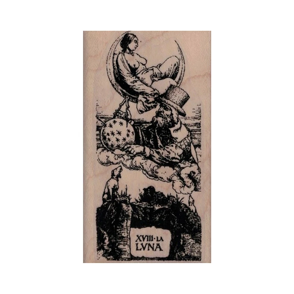 Tarot XVIII La Luna Sello de Goma, Cartas del Tarot, Celestial, Futuro, Luna, Fortuna Foto 1 de 1