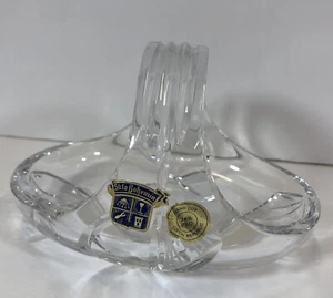VTG Bohemian Czech Republic 24% Lead Crystal Glass Basket Hand Cut Trinket Dish - Picture 1 of 5