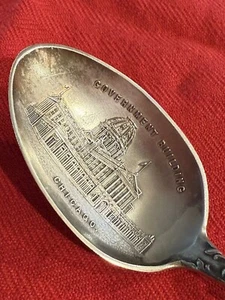 Government Building Chicago Illinois Eagle Sterling Antique Shepard Spoon (S516) - Picture 1 of 14