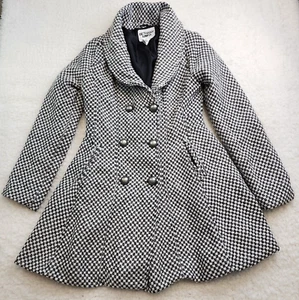 Bethany Mota Dress Peacoat Jacket Sm Black White Checker Pockets Fit Flare - Picture 1 of 10