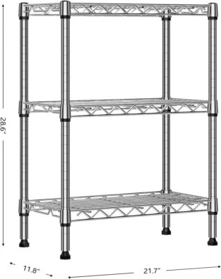 3 Tier Pantry Wire Shelves Stackable Book Shelf Steel Organizer Rack 12"*22"*29" - Image 1 of 4