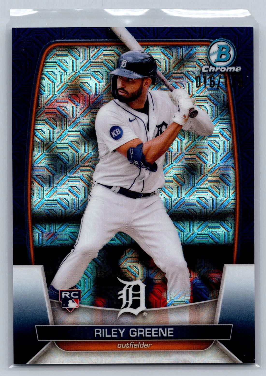 2023 Bowman #90 Riley Greene Mega Box Mojo Navy Blue Refractors #/175