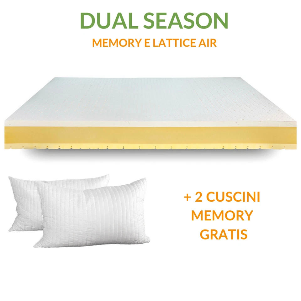 Materasso in Lattice Air di origine NATURALE, Memory Foam e Waterfoam alto 20 cm - Immagine 1 di 1