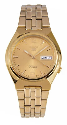 Seiko 5 SNKL64 Men's Gold Tone Stainless Steel Gold Dial Automatic Watch - Image 1 of 2