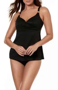 Top de baño tankini Miraclesuit NEGRO Surplice con alambre, EE. UU. 38DDD, Reino Unido 38E - Imagen 1 de 2