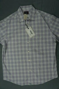 Untuckit 'Bruno' Short Sleeve Button Front Casual Shirt. Gray/Purple, Size S NWT - Picture 1 of 5