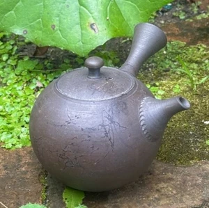 Tokoname ware Kyusu Japanese Tea pot Black Round Mogake 440ml NO102 by Yoshiki - Picture 1 of 9