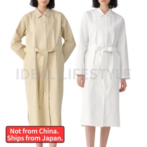 Vestido Camisa MUJI Washi Mezcla Sarga S M L XL Blanco/Beige Cinturón Mujeres Nuevo con Etiquetas - Imagen 1 de 31