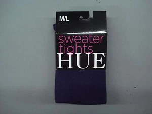 NWT Hue Flat Knit Sweater Tights Size M/L Aubergine (Purple) #904C - Picture 1 of 2