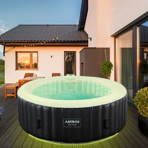 AREBOS In-Outdoor Whirlpool Spa Pool Wellness Massage aufblasbar rund mit LED - Bild 1 von 12