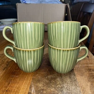 Set of 4 Pfaltzgraff Potter's Glen Green Large Coffee Cup Mugs - Picture 1 of 12