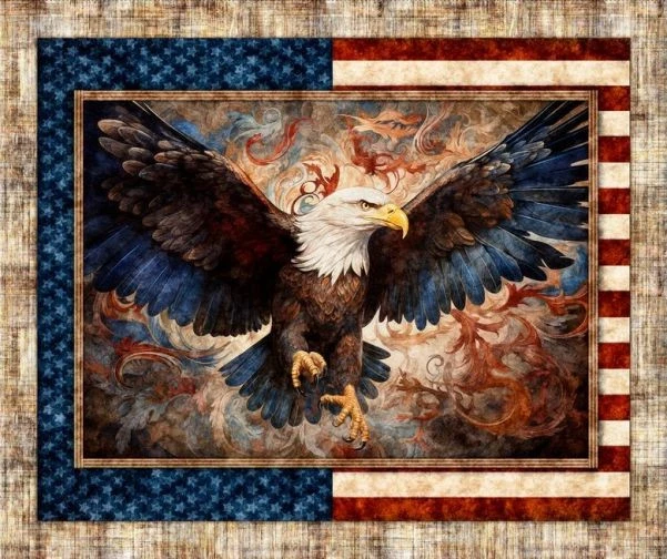 Painel de tecido de algodão 1776 American Eagle 250º aniversário EUA patriótico 36x44" - Imagem 1 de 1